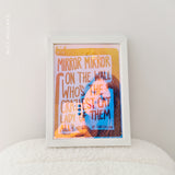 Mirror crazy cat lady art frame with holographic mirror effect!