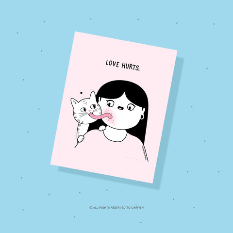 Love hurts Cat Postcard