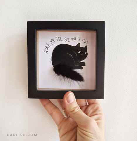 Touch my tail, see you on Hell Cat Framed art