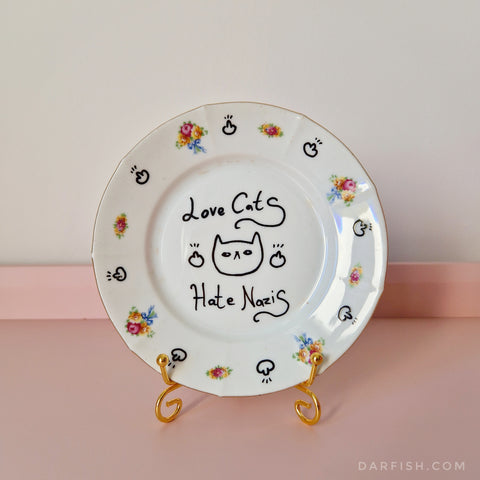 Love cats Hate N**** Vintage Plate (Original & Handmade)