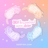 BIG Personalized Name Sticker Cat - 4 colors!