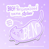 BIG Personalized Name Sticker Cat - 4 colors!
