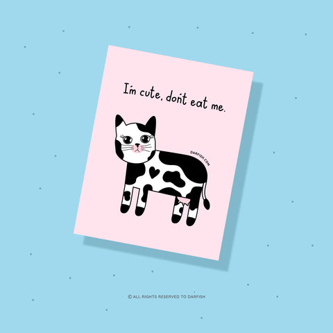 Cow Cat Postcard
