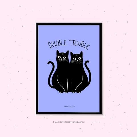 Double Trouble Cat A4 Print