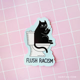 Flush Racism Toilet Cat Sticker