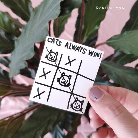 Cat always wins! sticker