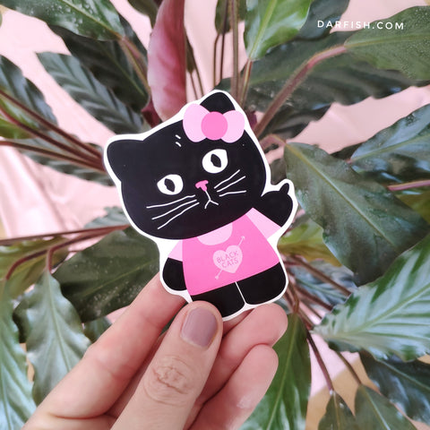 Hello Black Kitty Sticker