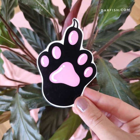 Middle finger paw sticker