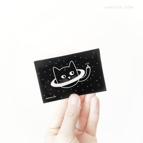 Saturn cat middle finger Sticker