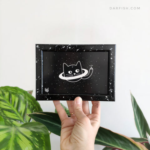 Space Cat Framed Postcard
