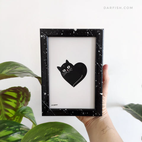 Cat Heart Framed Postcard