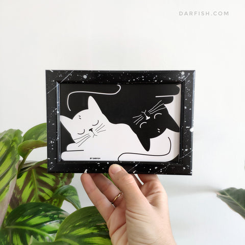 Yin & Yang Cats Framed Postcard