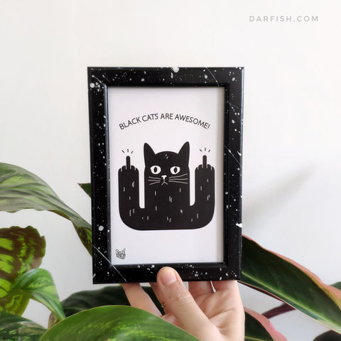 Black cats are awesome Framed Postcard
