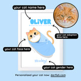 PERSONALIZED YOUR BABY CAT ILLUSTRATION + FRAME!
