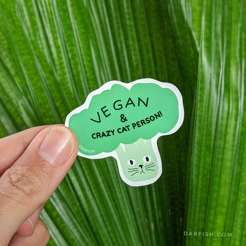 Vegan & Crazy cat person Broccoli Sticker