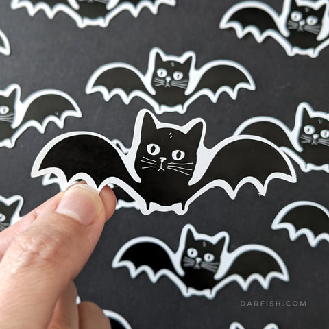 Bat cat Halloween sticker