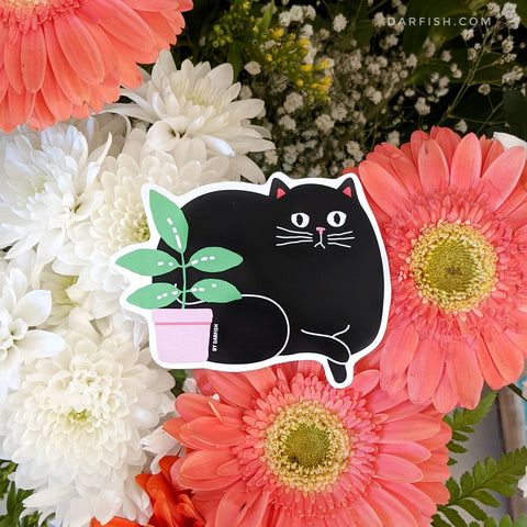 Plant and Fat Cat Sticker