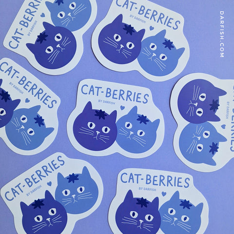 Cat-Berries Blueberries Cat Sticker
