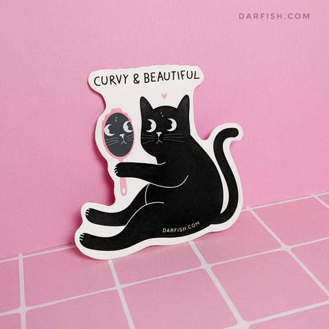 Curvy & Beautiful Cat Sticker